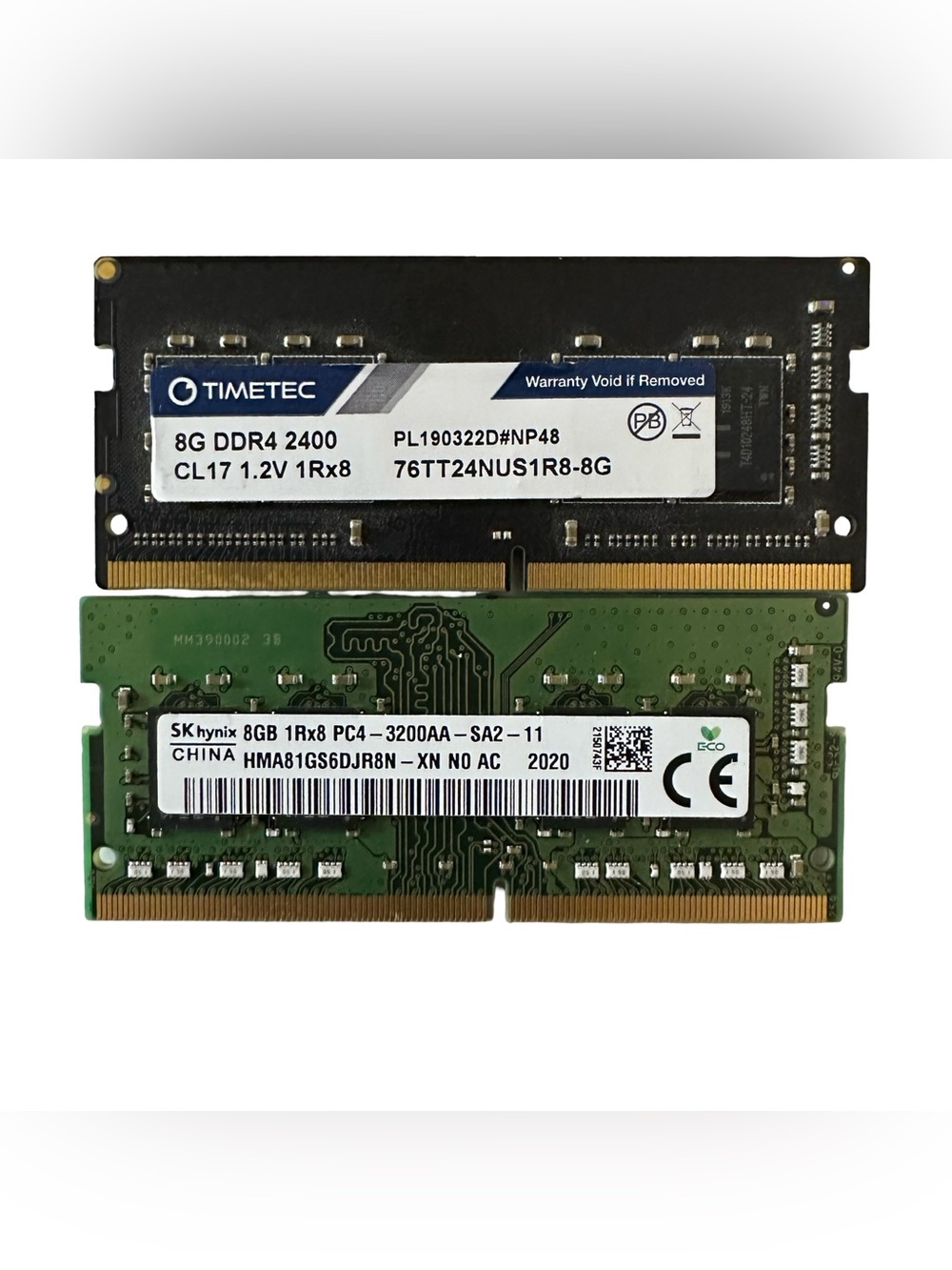16GB DDR4 Laptop RAM — 2x 8GB SODIMM Mix